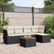 Set Divano da Giardino 6 pz con Cuscini Nero in Polyrattan 3255944