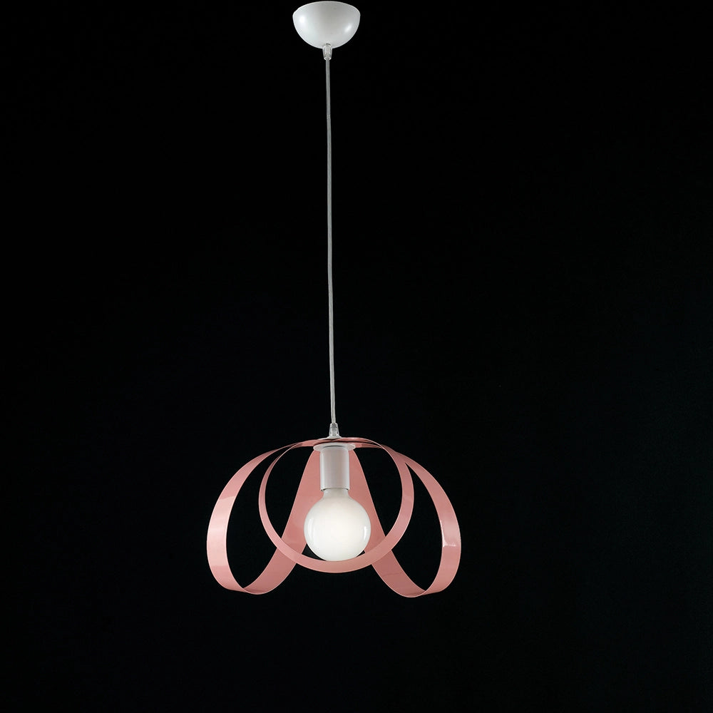 Sospensione Moderna 1 Luce Ferro Laccato Bianco E Rosa Serie Piovra