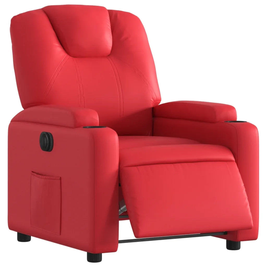 Poltrona Reclinabile Elettrica Rossa in Similpelle