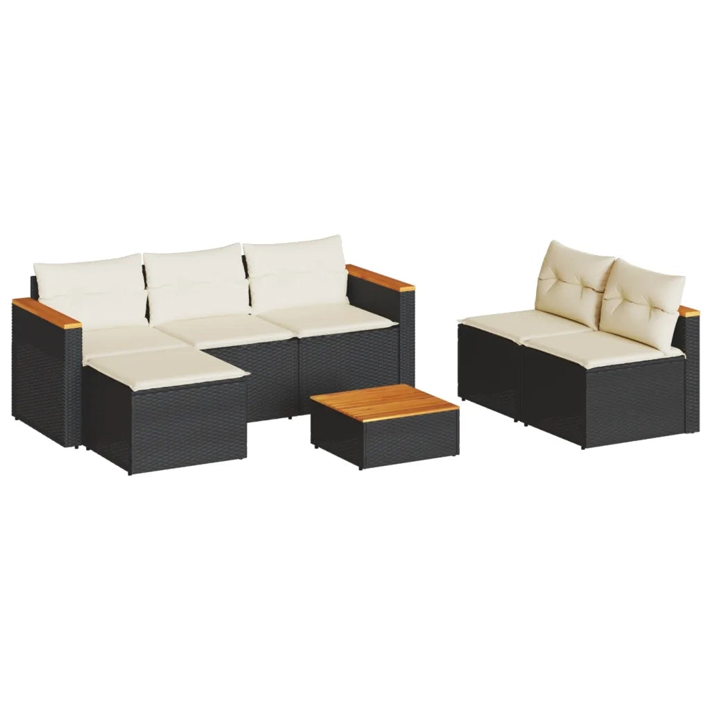 Set Divani da Giardino 5 pz con Cuscini Nero Polyrattan Acaciacod mxl 116892