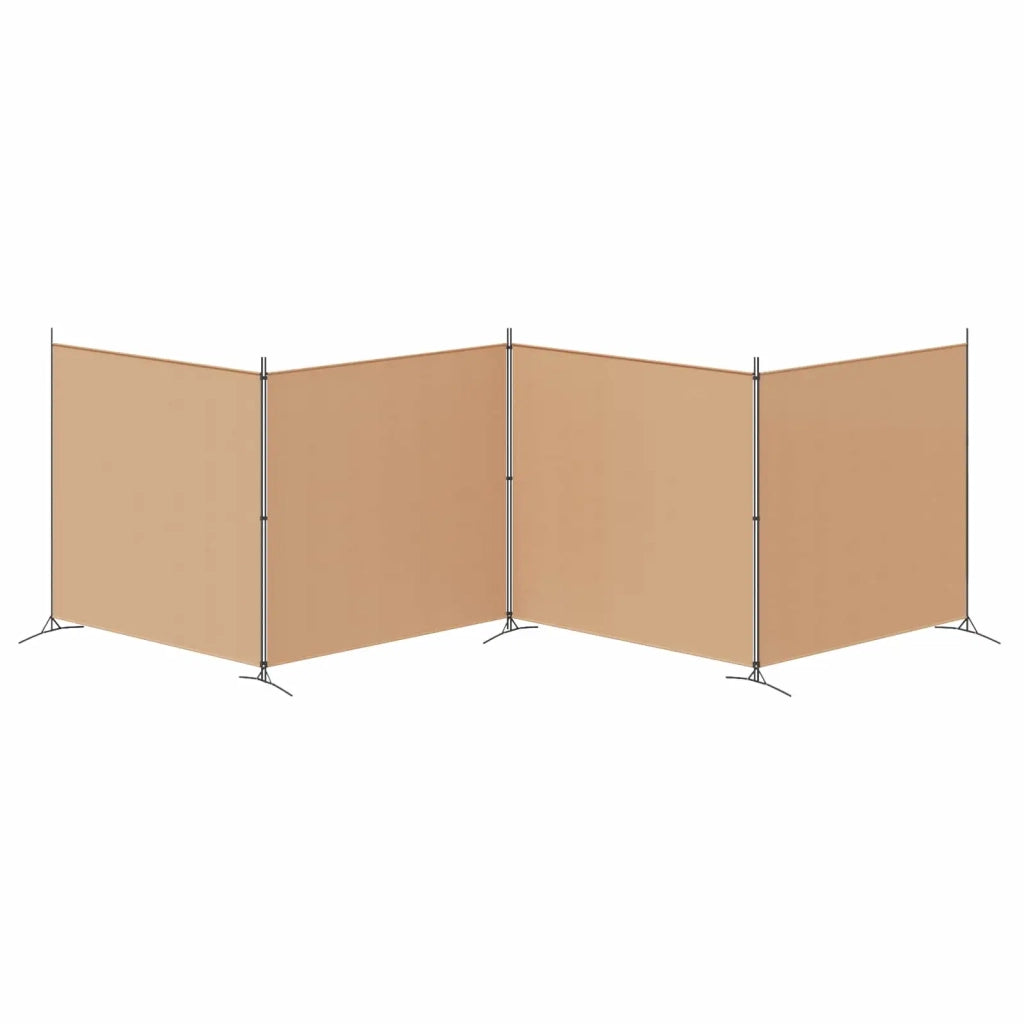 Divisorio Ambienti | Divider per stanze | Paravento a 4 Pannelli Beige 698 x 180 cm Tessuto