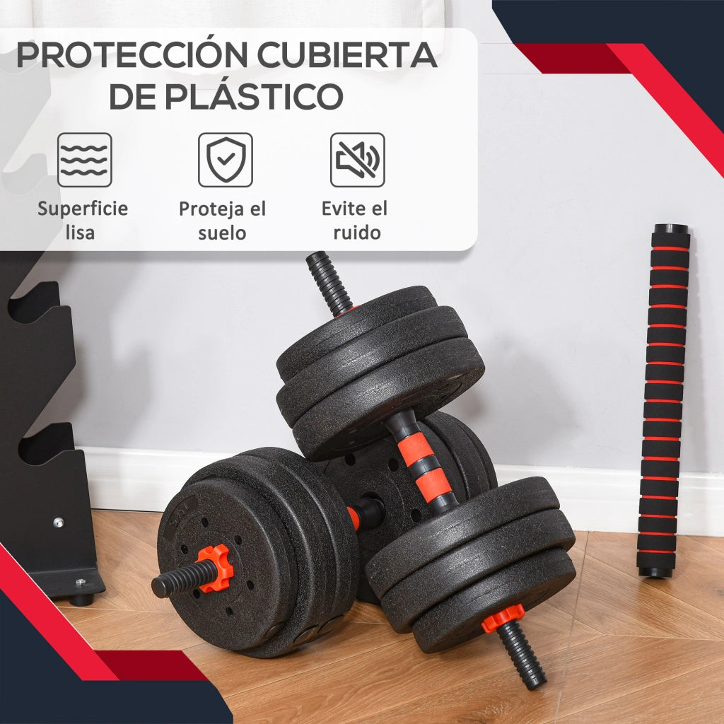 Set manubri 25 kg 2 in 1 con barre connessione e asta estensione ¨C zephmum ¨C Nero