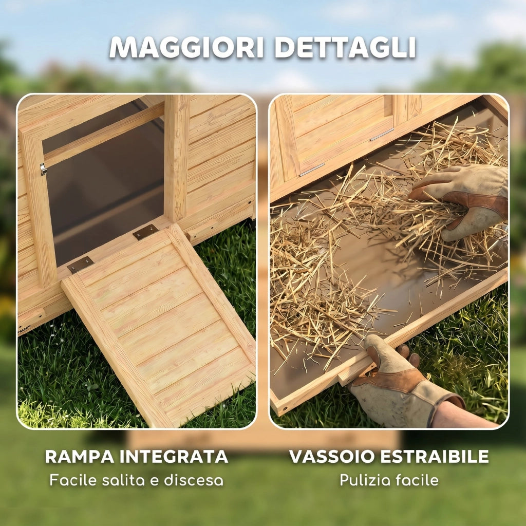 Pollaio Casetta Galline 150x100x96,5 cm con Tetto Impermeabile in Legno Giallo