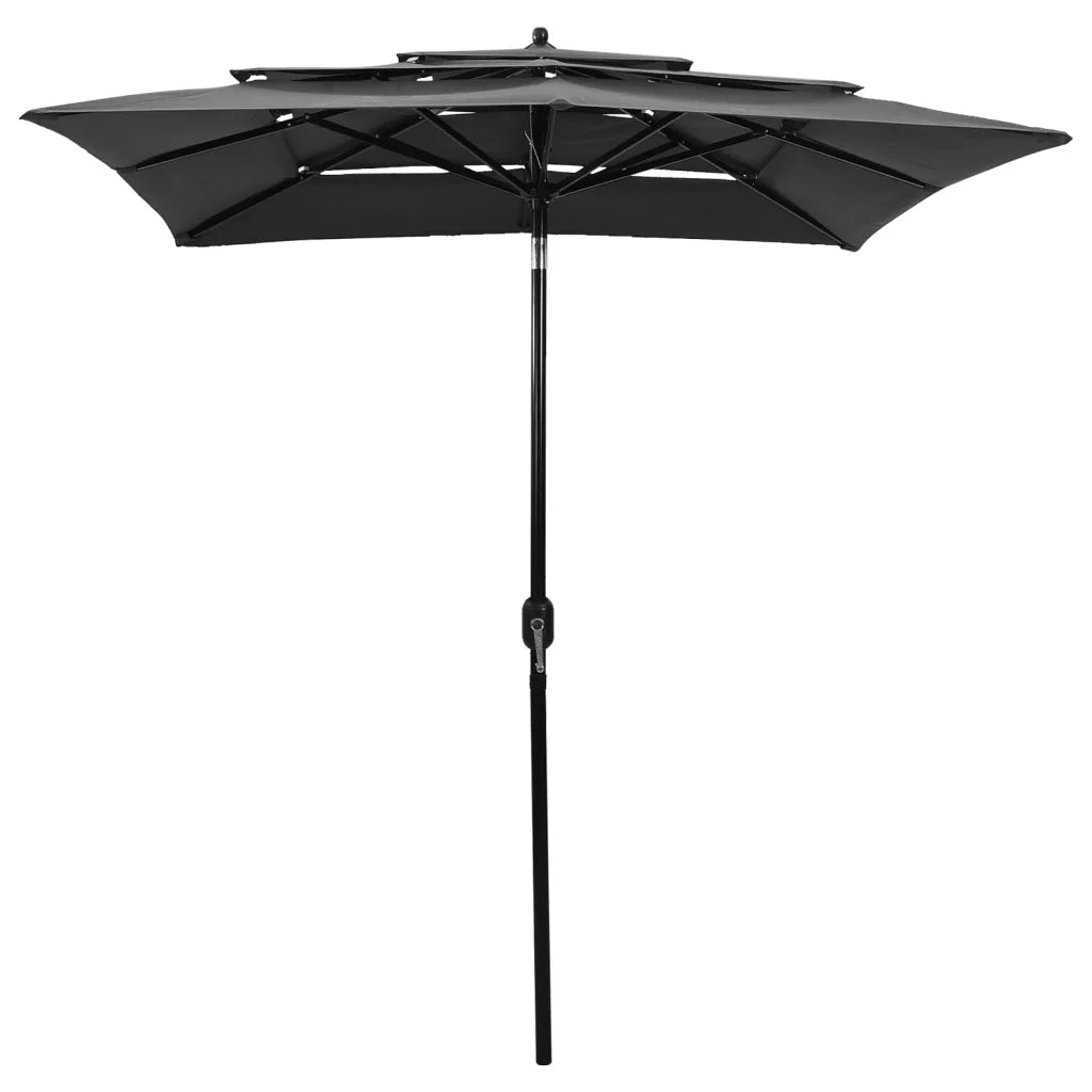 Ombrellone a 3 Livelli con Palo in Alluminio Antracite 2x2 m 313846
