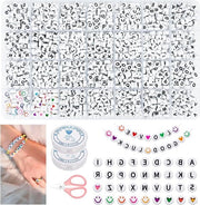 1680 pezzi di lettere di acrilico - Alfabeto A-Z - Lettere di acrilico a forma di cuore - Smiley 7mm rotonde - Set di lettere di acrilico per ambra - Materiales per creare gioielli - Collane e bracciali DIY