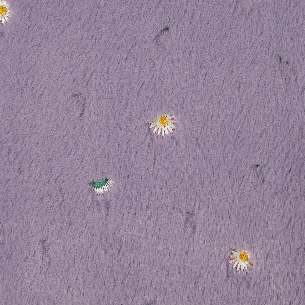 Set di 2 cuscini decorativi in tessuto poliestere shaggy viola con motivo floreale 45 x 45 cm