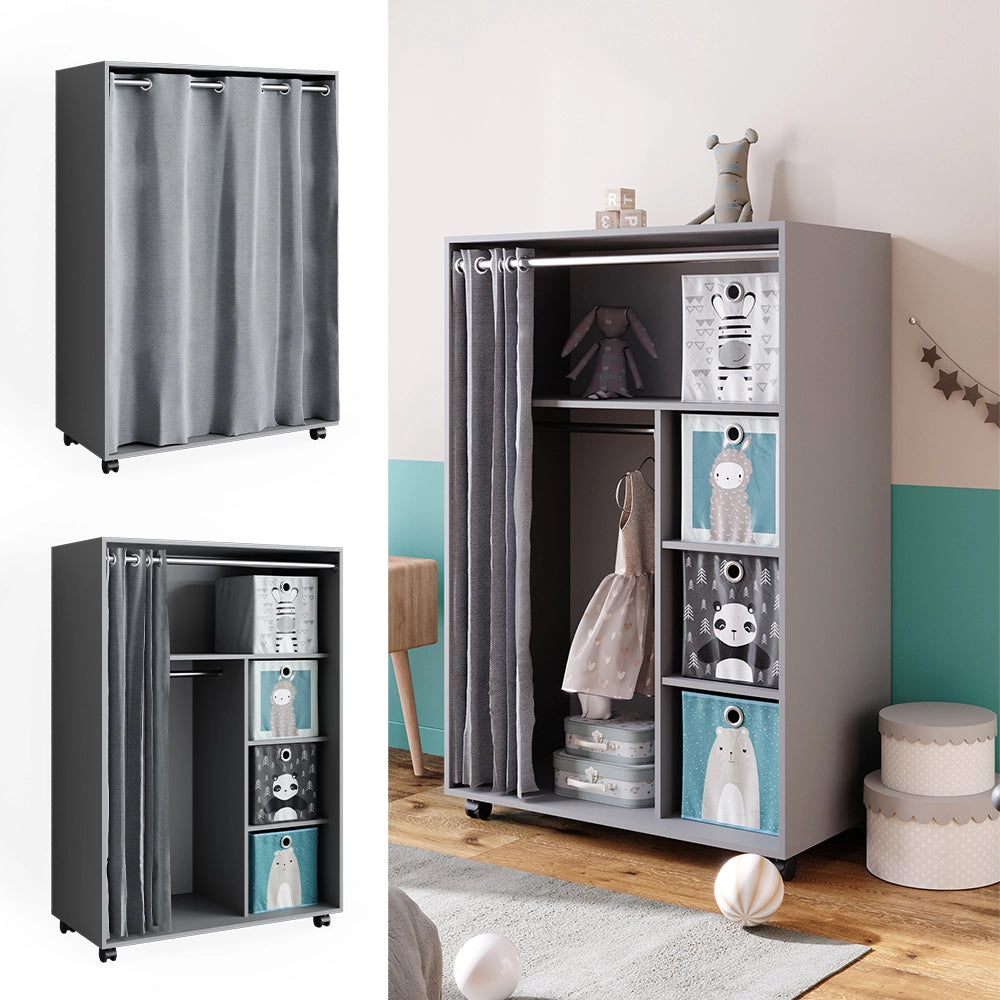Vicco Armadio multifunzione Grigio 100 x 146.6 cm con box pieghevole