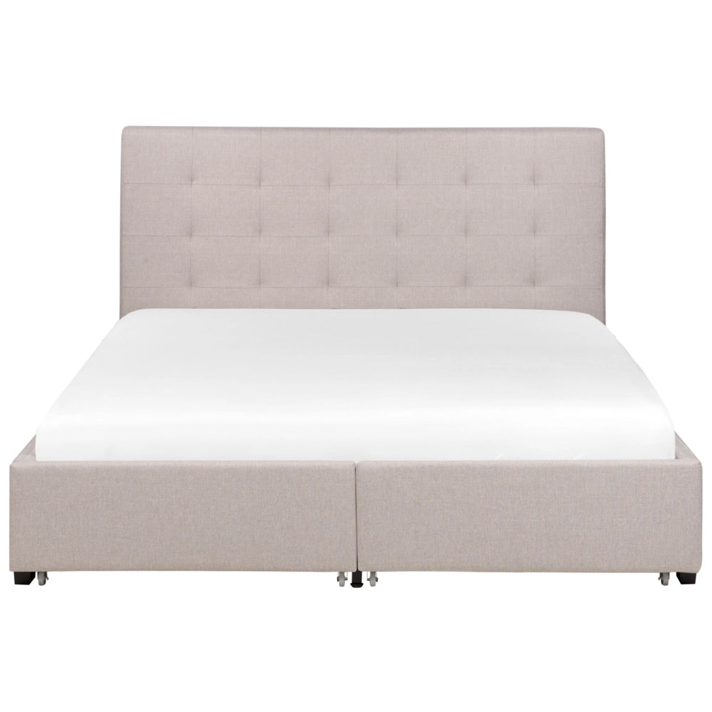 Letto contenitore matrimoniale imbottito grigio chiaro con rete a doghe e cassetti 160 x 200 cm