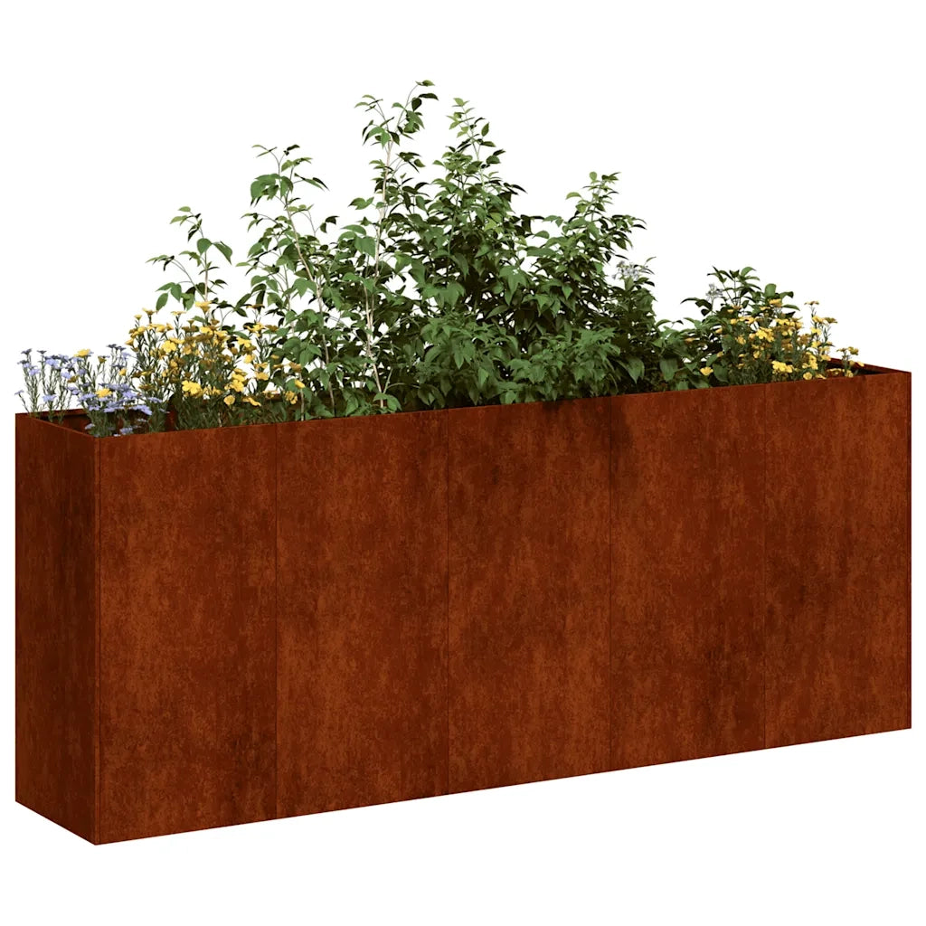 Fioriera-Vaso-Contenitore per Piante Arrugginita 200x40x80 cm in Acciaio Corten