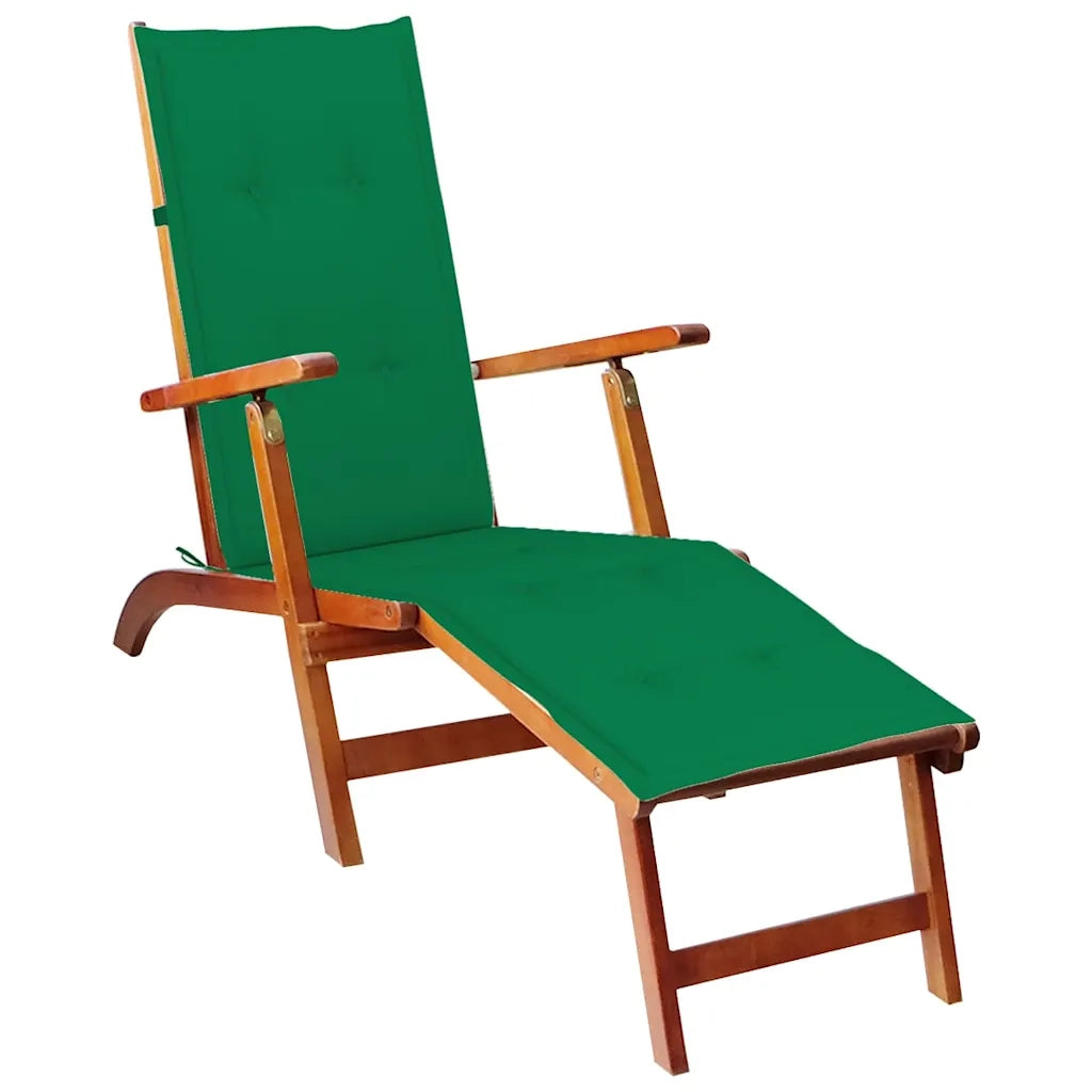 Sdraio da Esterni con Poggiapiedi e Cuscino Massello di Acacia cod mxl 74969