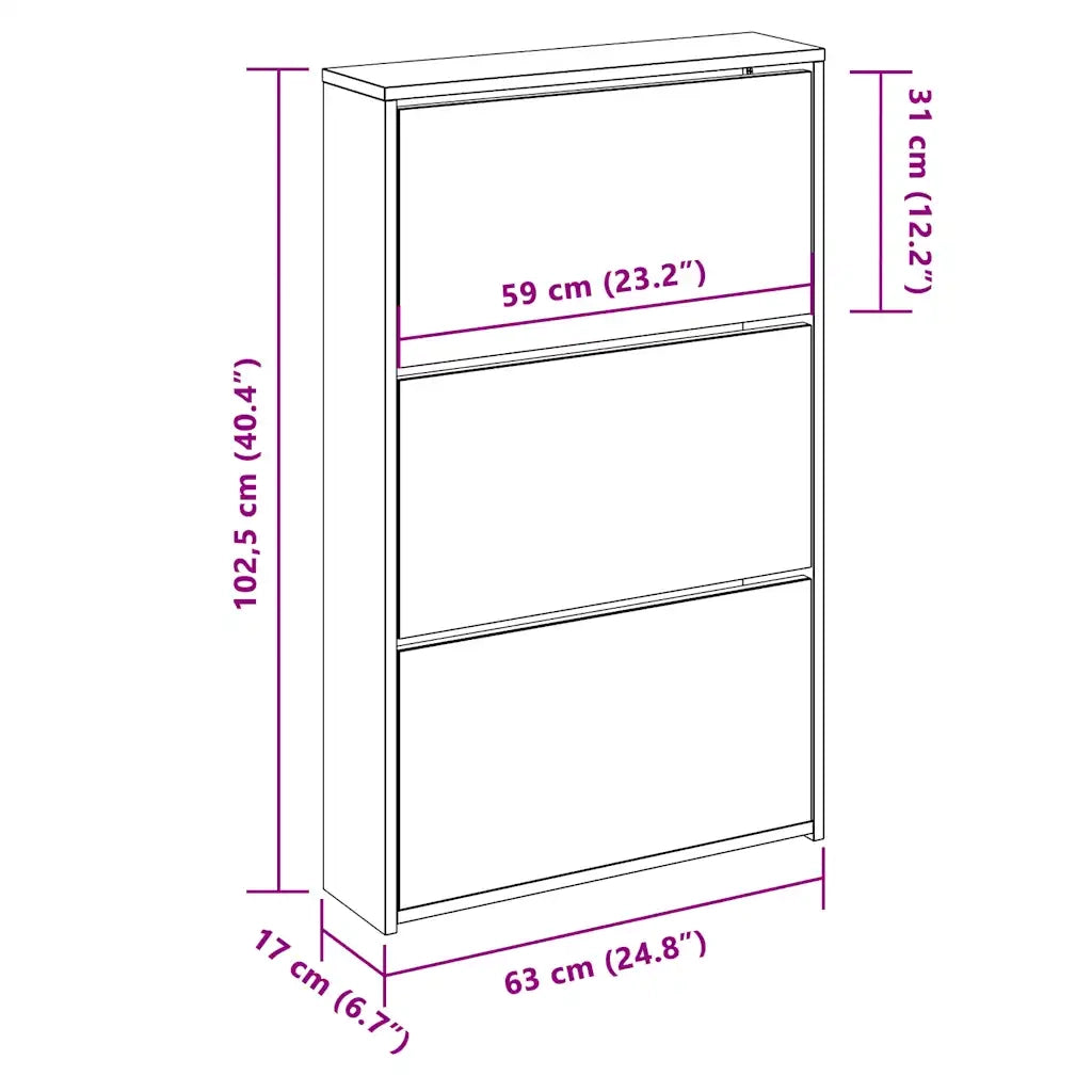 Scarpiera con Specchio a 3 Livelli Grigio cemento 63x17x102,5cm 342636