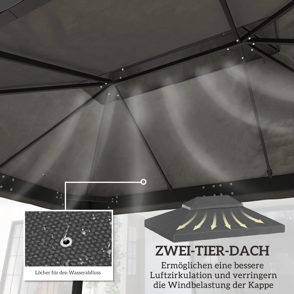 Copertura per Gazebo 3x4 m ¨C Zephmum ¨C Polyester Grigio Scuro UPF30+