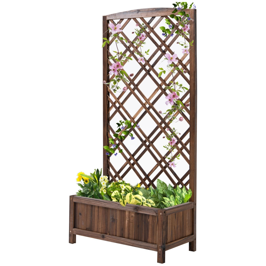 Jardinera con Celos¨ªa di Legno per Piante Rampicanti ¨C Zephmum ¨C 60x30x122,5 cm Marrone