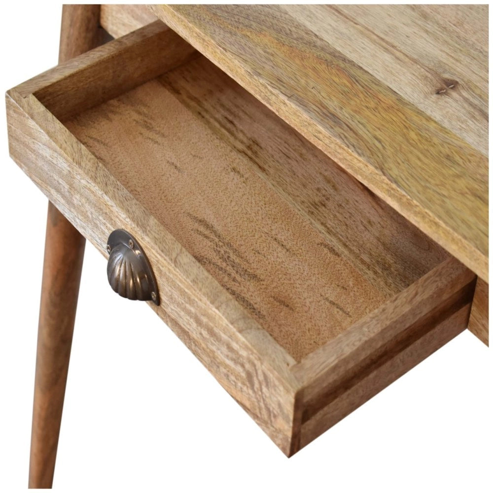 Scrivania mini in legno massello stile nordico, 1 cassetto, marrone ¨C mango wood, design PSK, artigianale, gi¨¤ montata