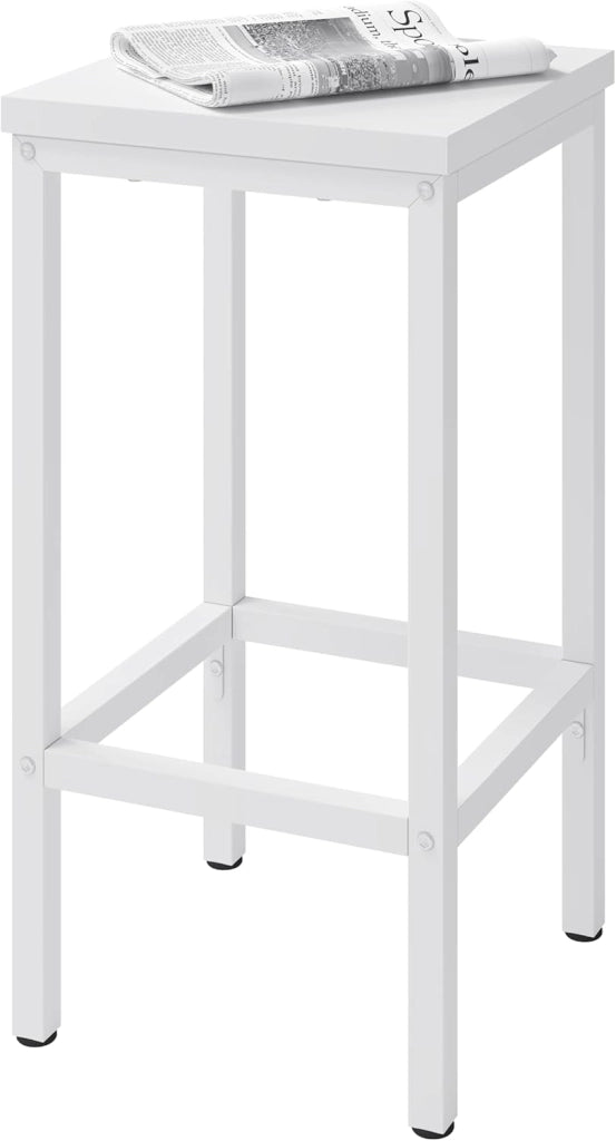 Set di 4 Sgabelli da Bar Industriali con Poggiapiedi, Sgabelli da Cucina senza Schienale, Sedie Alte per Penisola Cucina, Sedile in Truciolato e Telaio in Metallo, 33x33x65cm, bianco, 1058BY-4