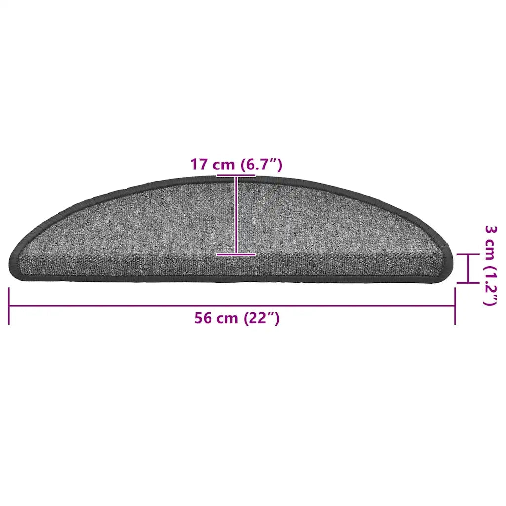 Tappetini per scale 30 pz 56x17x3 cm Grigio scuro Semicircolari