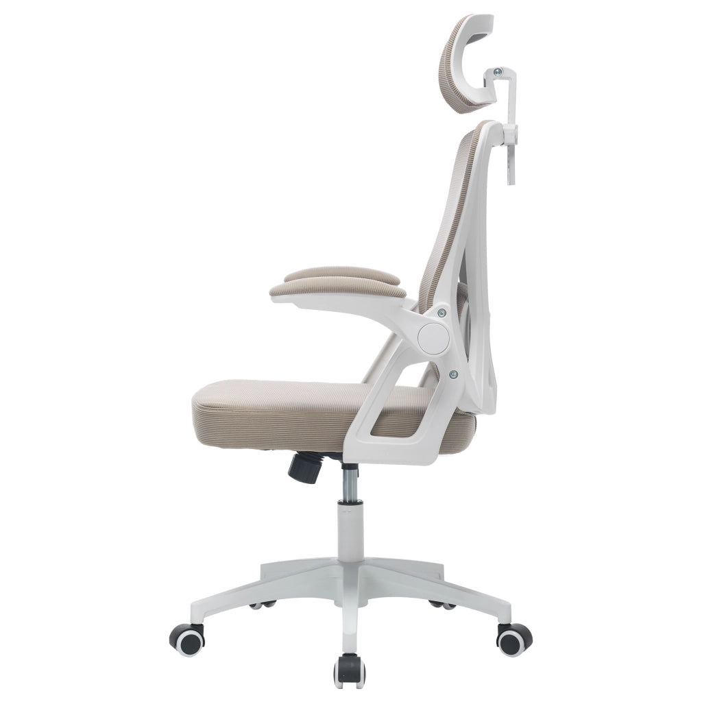 Sedia da ufficio ergonomica in rete traspirante con braccioli e altezza regolabile, base in nylon e ruote PU silenziose