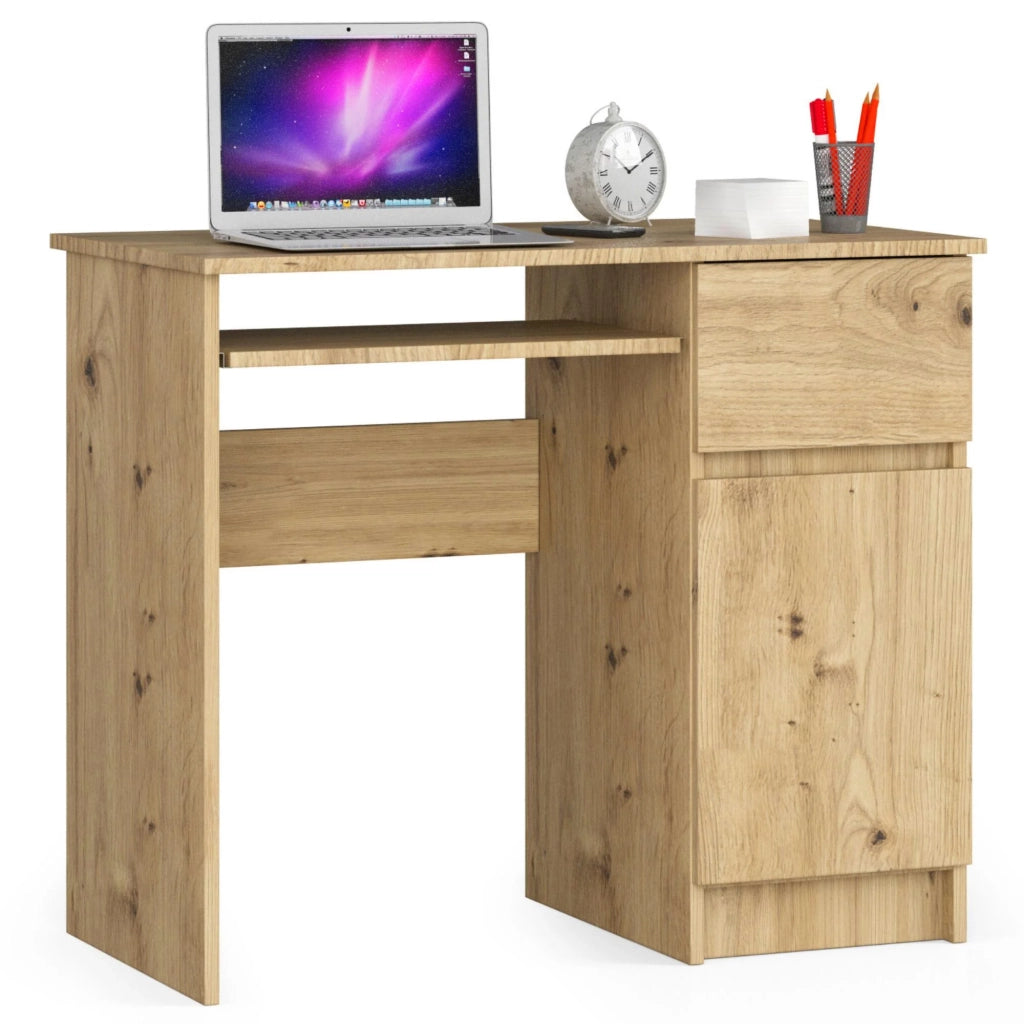 Scrivania per computer AKORD PIKSEL Quercia Artisan 90 cm 1 anta 1 cassetto 90x50x77 cm Modello a destra