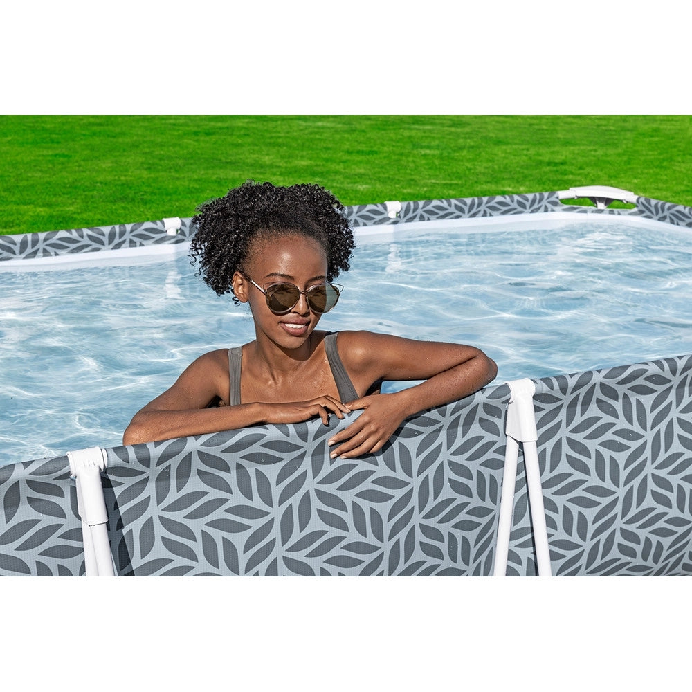 Trade Shop - Piscina Fuori Terra Steel Pro Senza Pompa 366x201x66cm Design A Foglia Rettangolare 561ft -