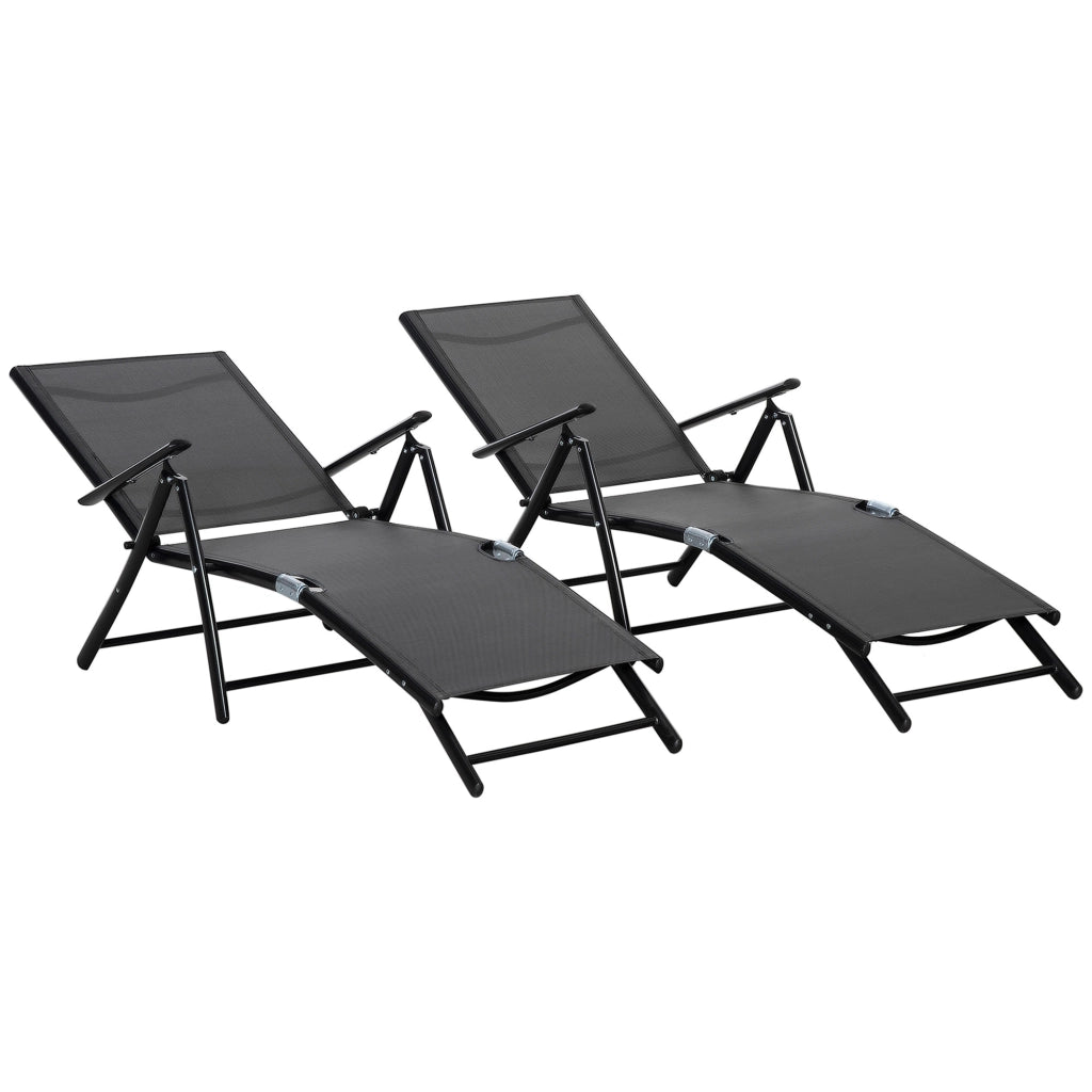 Set 2 Lettini Pieghevoli ¨C zephmum ¨C Grigio, Alluminio, 64x134x95cm