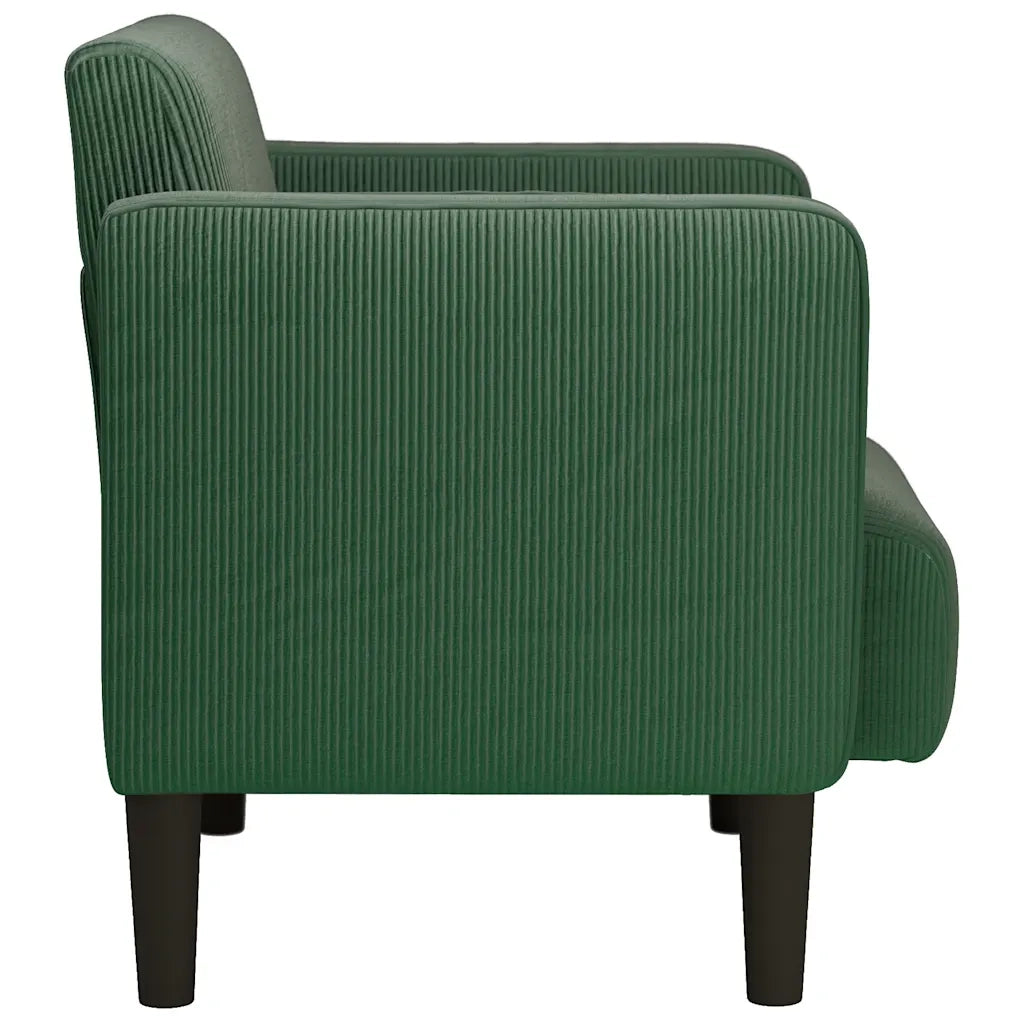 Divano Sedia con Braccioli Verde Scuro 54 cm Tessuto a Coste 4100520