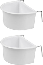 Vassoio per uccelli D-shape, alimentatore sospeso per gabbia degli uccelli - set da 2 - bianco