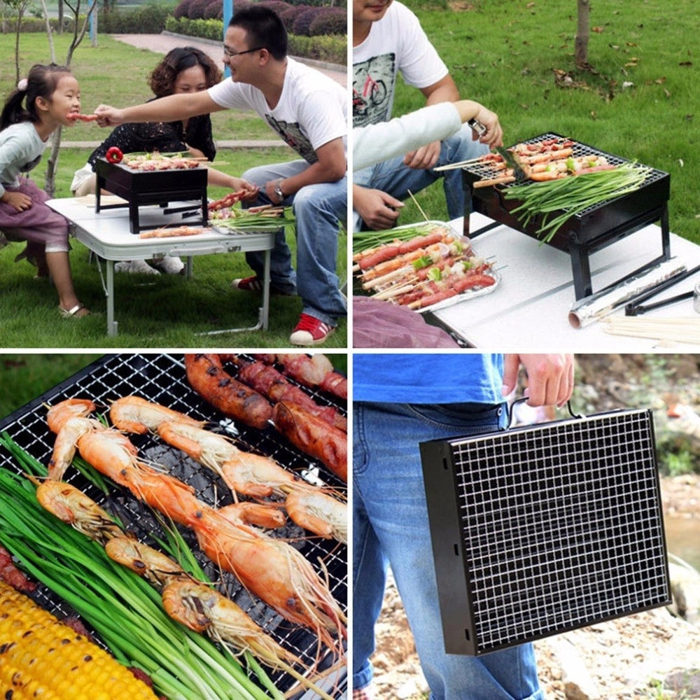 Trade Shop - Barbecue Portatile A Carbonella Per Grigliate Carne Pesce Verdure 20x35x27 Cm -