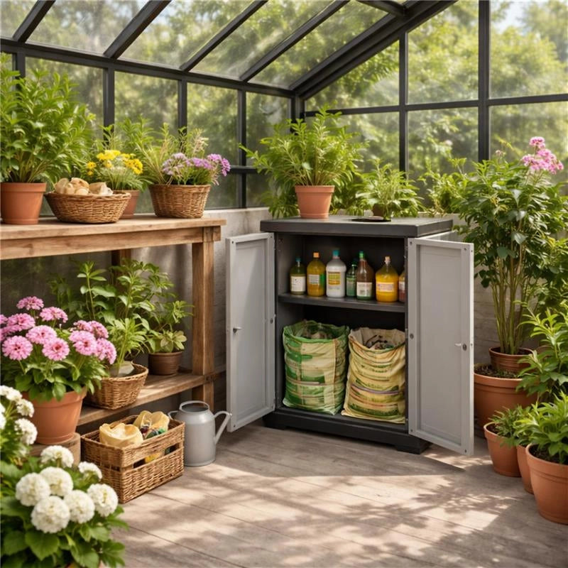 ARMADIO SLIM IN RESINA CON 1 RIPIANO REGOLABILE E PREDISPOSIZIONE LUCCHETTO - COLORE GRIGIO DIMENSIONE 65X45X91H CM