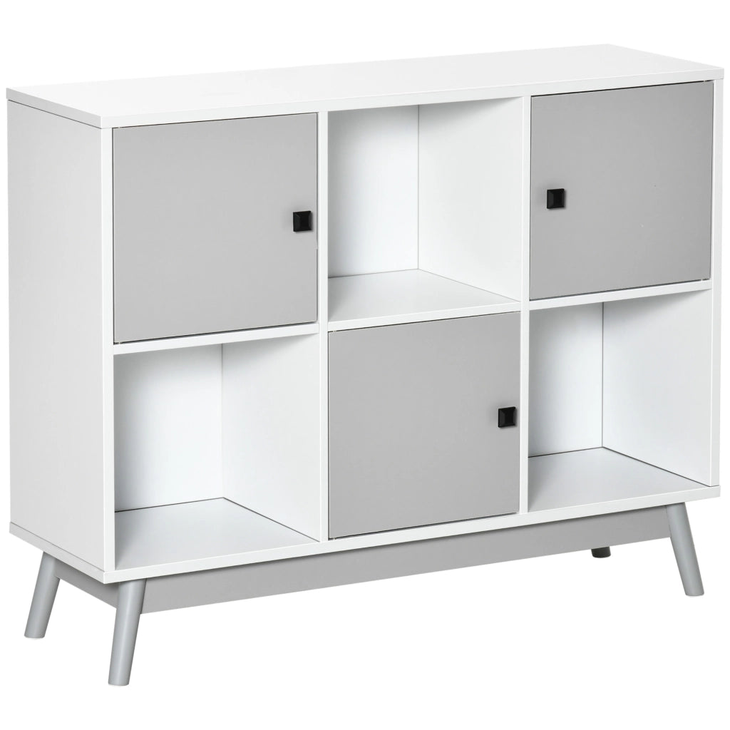 Cassettiera a 3 ante con ripiani aperti ¨C zephmum ¨C 96x30x75 cm bianco grigio