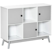 Cassettiera a 3 ante con ripiani aperti ¨C zephmum ¨C 96x30x75 cm bianco grigio