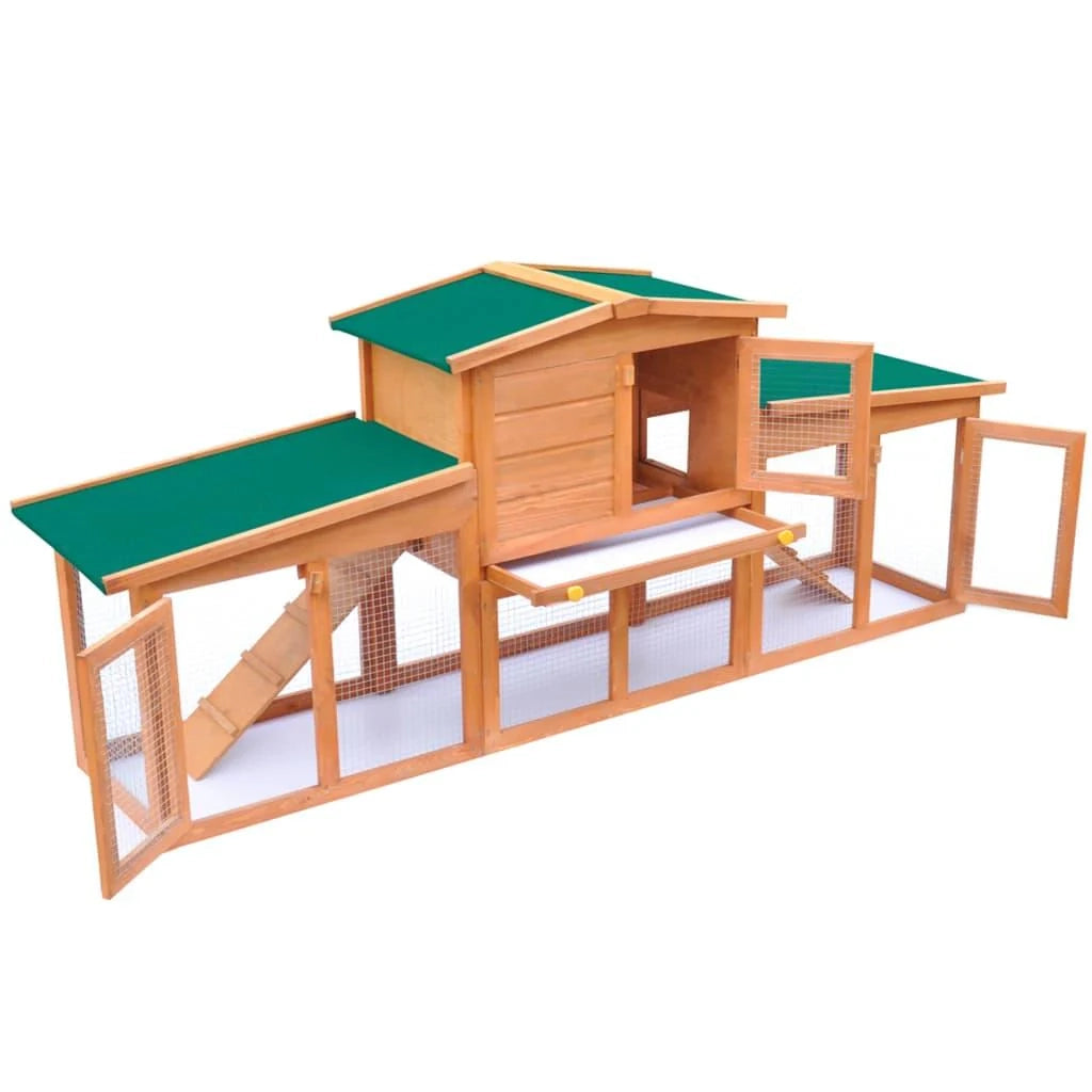 Grande conigliera 190 x 46 x 85 cm per piccoli animali con tetto in legno 02_0000623