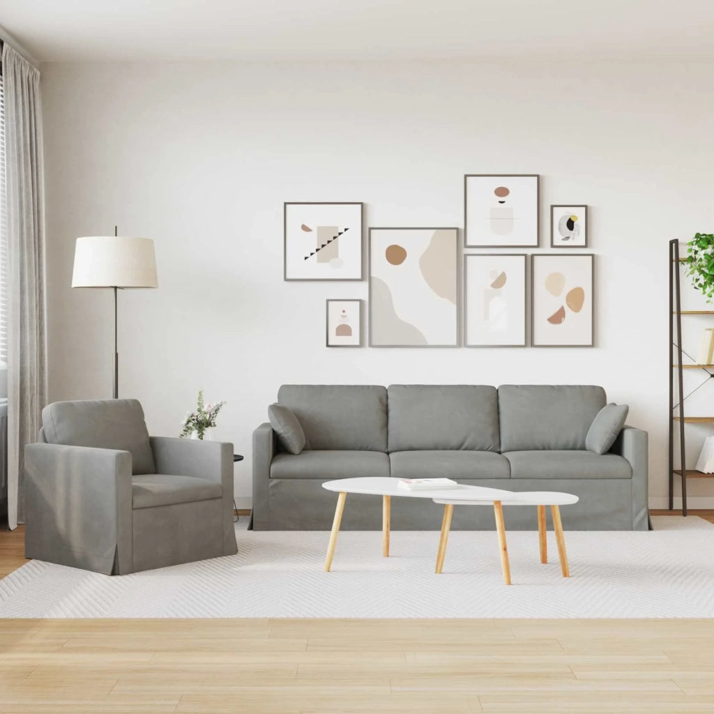 Set di divani 2 pcs Grigio chiaro 228 x 78 x 80 cm Velluto 3407625