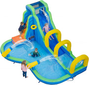 Castello Gonfiabile Per Bambini, Con Scivolo, Piscina e Muro Arrampicante, Per 4 Bambini 4-12anni, Con Borsa di Trasporto e Kit di Riparazione, Regalo Perfetto per Bambini (Senza soffiatore)