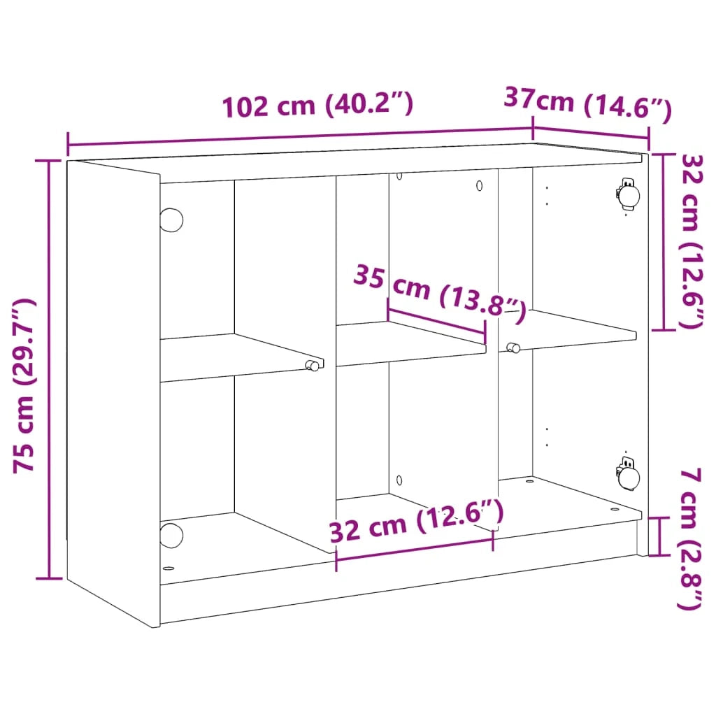 Buffet credenza cassettiera mobiletto mobile contenitore organizer per cucina soggiorno salotto fatto a mano 102 x 37 x 75,5 cm legno ingegnerizzato marrone 02_0030808