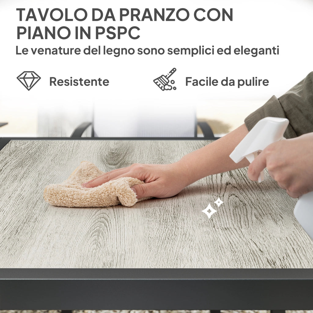 Set da Giardino con Tavolo da Pranzo Rettangolare e 8 Sedie Impilabili con Braccioli Grigio