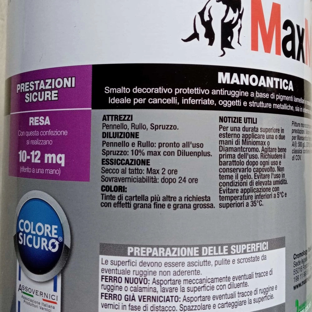 Manoantica classico 750ml smalto ferro micaceo antiruggine in varie colorazioni, colori manoantica ferro