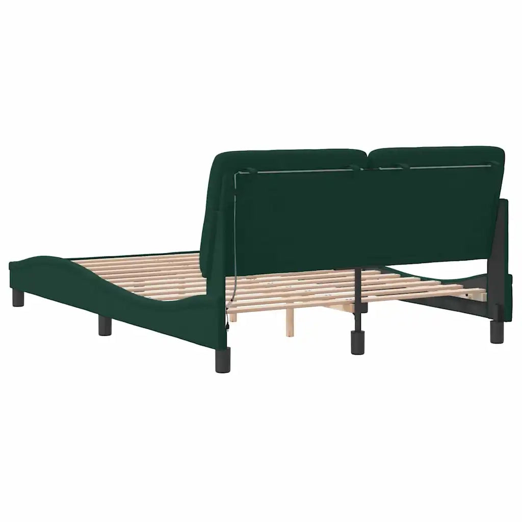 Giroletto con Luci LED Verde Scuro 140x190 cm in Velluto