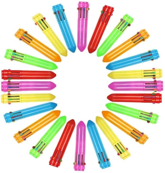 Set di pennarelli solidi da 10 colori - Pennarelli cancellabili - 24 pezzi - Plastica - Puntina 0,5 mm - Ideali per appunti - Colori pastello