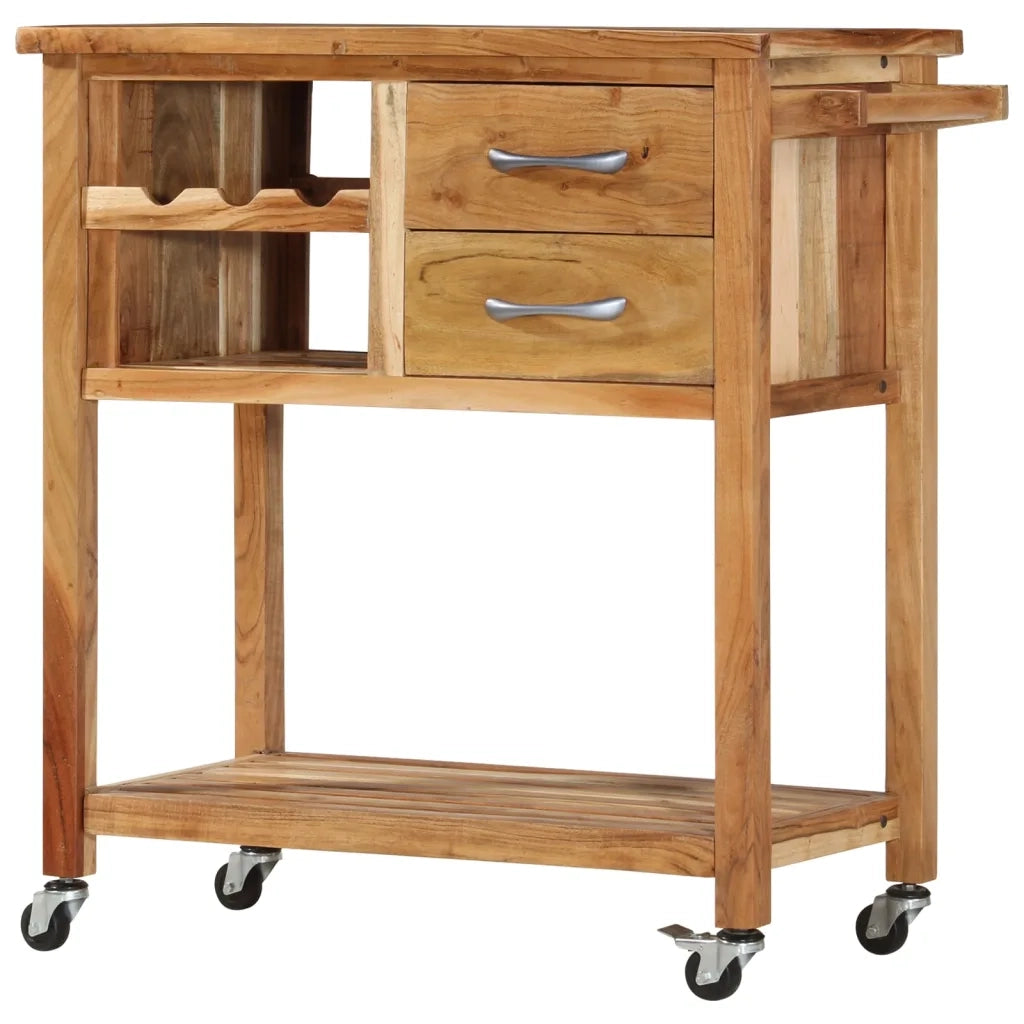 Carrello da Cucina 80x45x91 cm in Legno Massello di Acacia cod mxl 55570