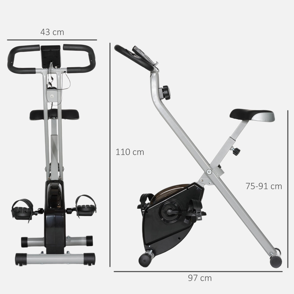 Cyclette Pieghevole Magnetica ¨C Xylo ¨C 8 Livelli, Display LCD, Sellino Regolabile, Grigio e Nero