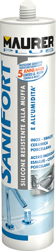 Silicone acetico sanifort maurer plus bianco 300ml antimuffa