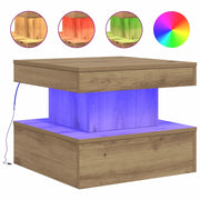 Tavolino da salotto | Tavolino da caff¨¨ | Tavolino da Soggiorno con Luci LED Rovere Artigianale 50x50x40 cm