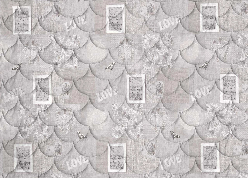 Trapunta Piumone Invernale Linea Pensieri Delicati Dis. Romantic Shabby Grigio - Singolo - Grigio