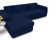 Copridivano Antimacchia Elasticizzato Penisola Componibile Tinta Unita Modello Perfetto - 3 Posti - Blu