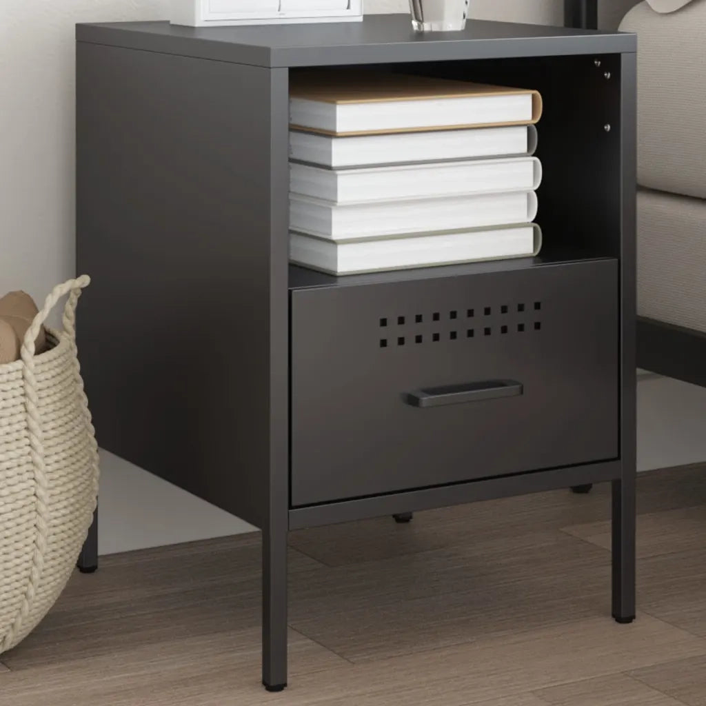 Comodino Nero 36x39x50,5 cm in Acciaio 843054