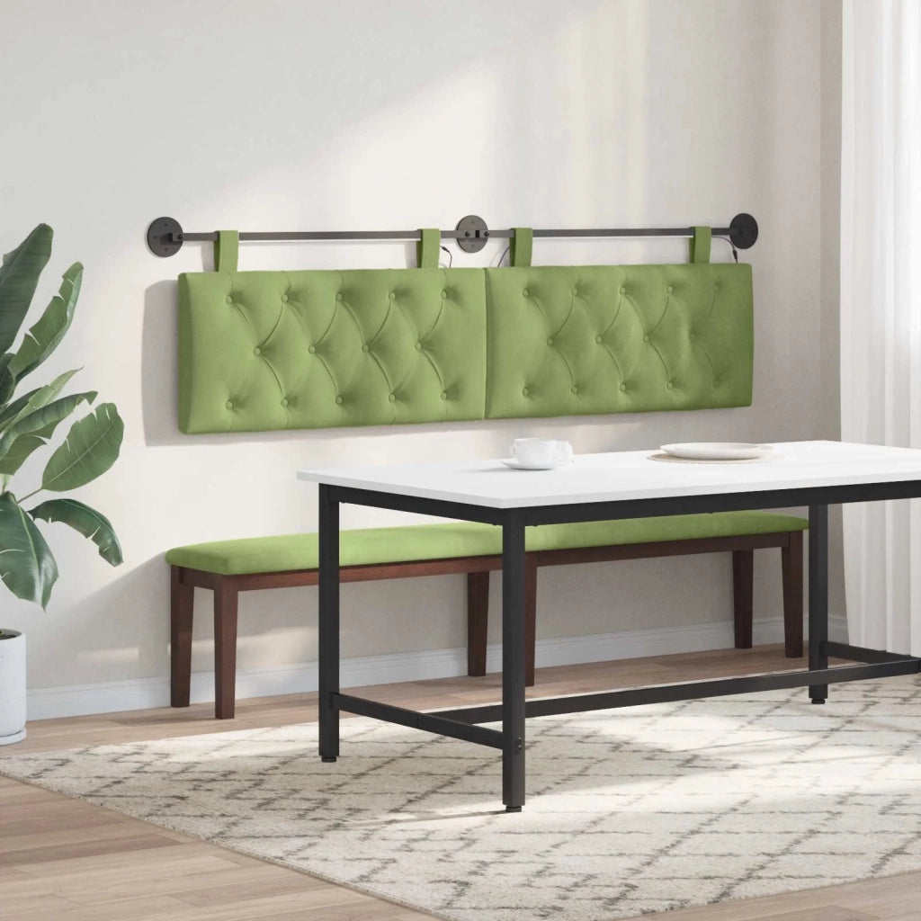 Testiera sospesa Con luce LED Verde chiaro Velluto