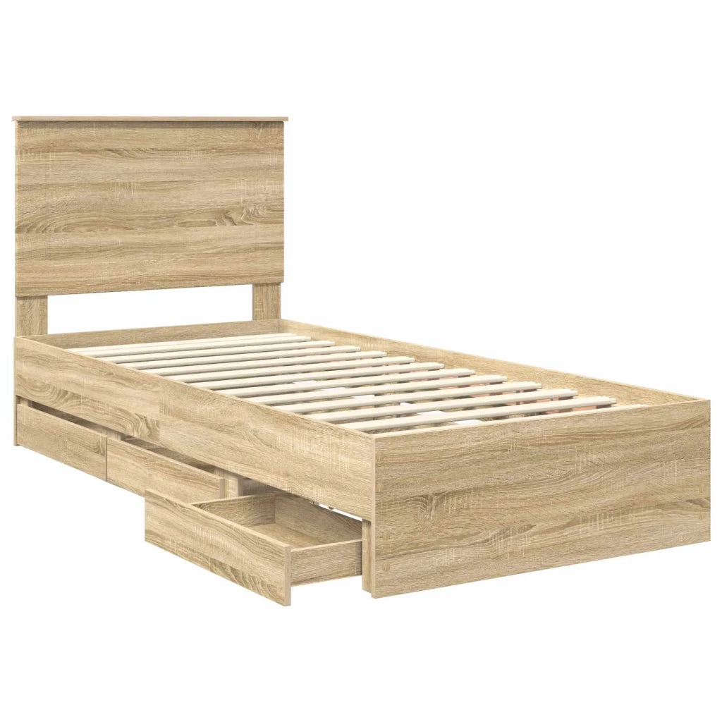 Struttura del letto con cassetto Rovere Sonoma 75 x 190 cm