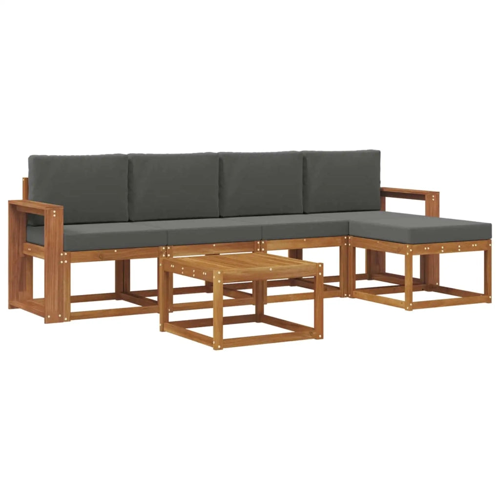 Set di divani da esterno con cuscino 6 pcs Naturale e Antracite