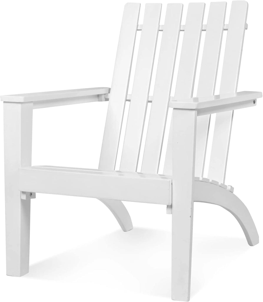 Sedia da Giardino in Legno, Poltrona Esterno Schienale, Sedia Adirondack per Cortile, Piscina, Balcone e Giardino, Capacità di Carico 160 kg, 73 x 68 x 85 cm (Bianco)