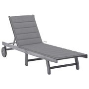 Lettino prendisole sedia a sdraio lettino prendisole letto da giardino mobili da esterno per patio con cuscino grigio legno massello di acacia 02_0012484